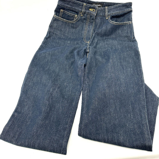 CHANEL Denim pants P78765 denim blue 24B Coco Pocket Jeans - Washed Denim 34