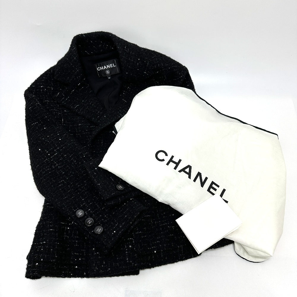 CHANEL Jacket P78012 tweed black 24B Glitter Tweed 34