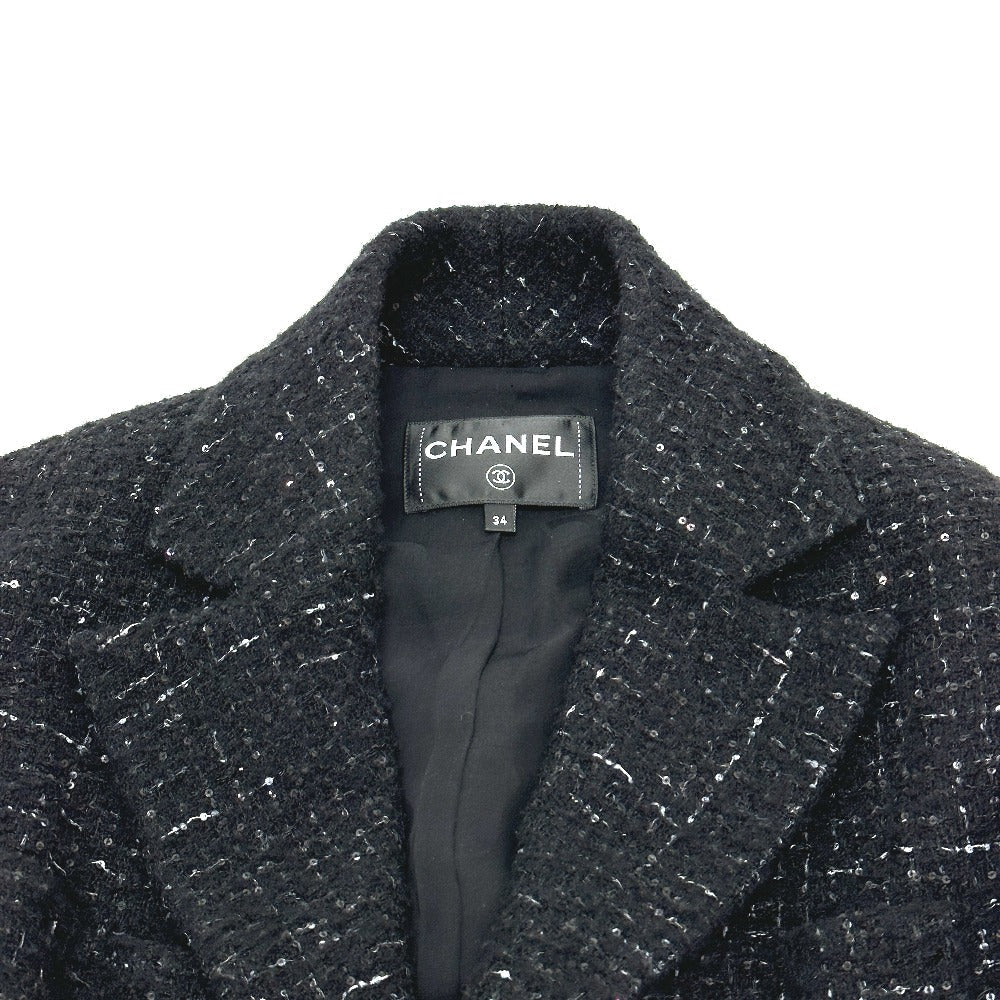 CHANEL Jacket P78012 tweed black 24B Glitter Tweed 34