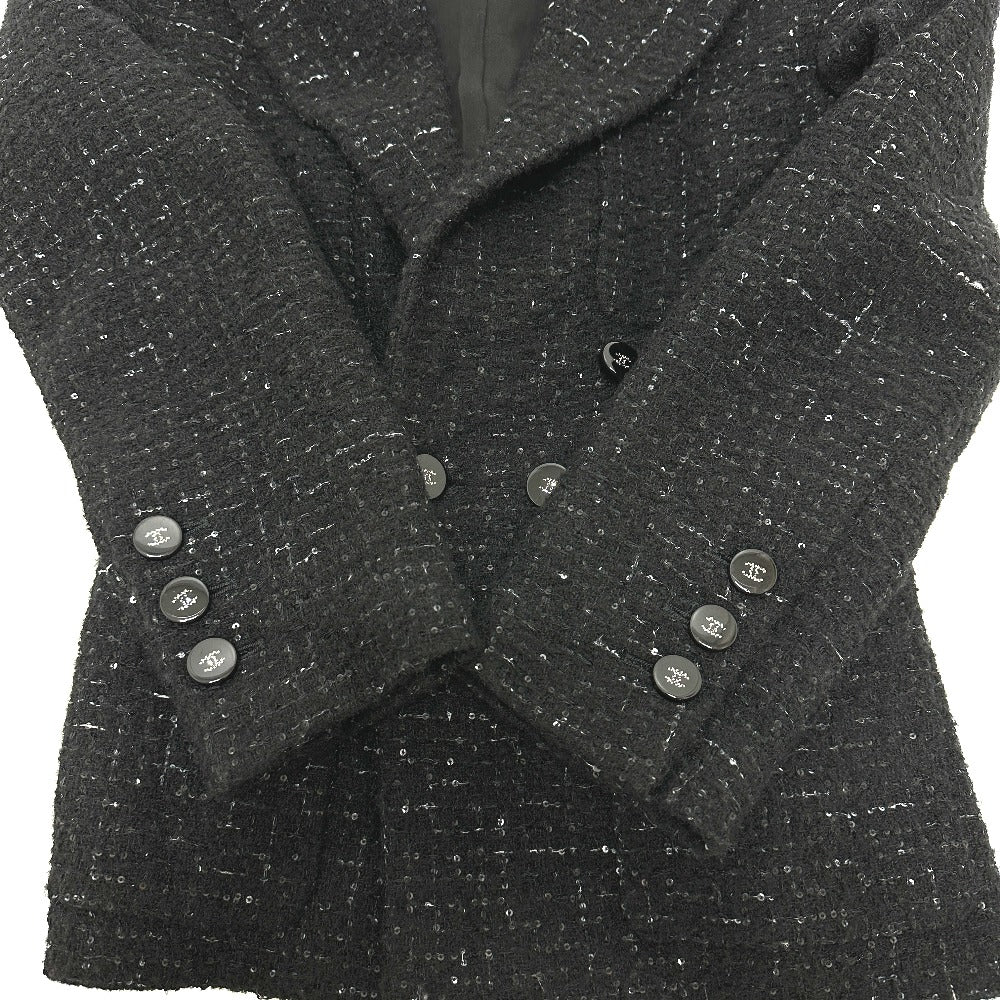 CHANEL Jacket P78012 tweed black 24B Glitter Tweed 34