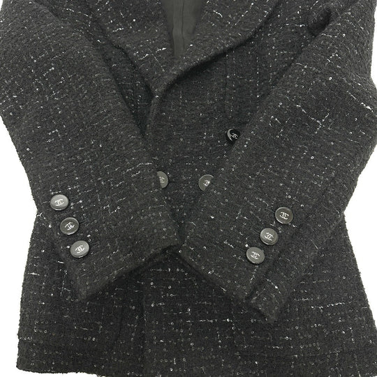 CHANEL Jacket P78012 tweed black 24B Glitter Tweed 34