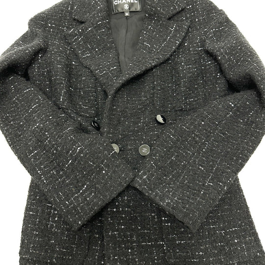 CHANEL Jacket P78012 tweed black 24B Glitter Tweed 34