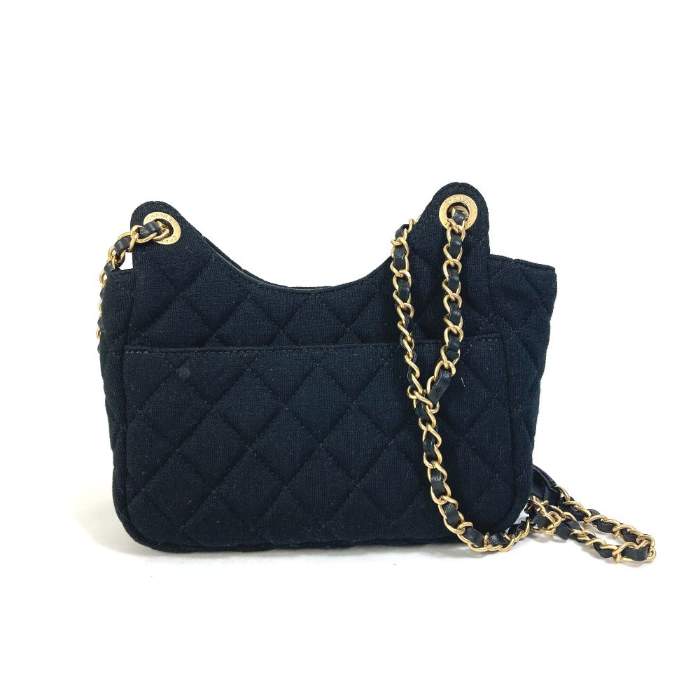 CHANEL Shoulder Bag AS3710 Jersey black Matrasse Small Hobo