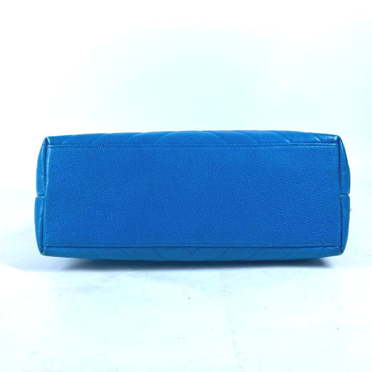 CHANEL Handbag Caviar skin blue vintage Vstitch