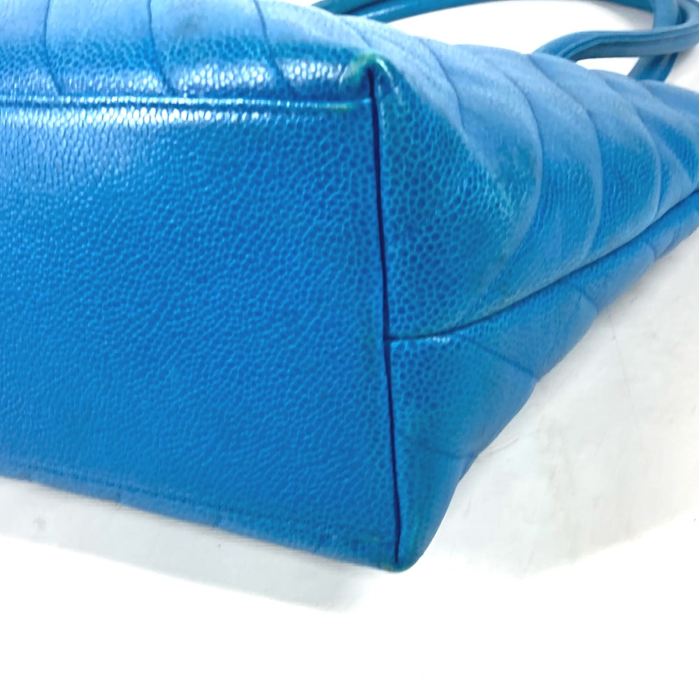 CHANEL Handbag Caviar skin blue vintage Vstitch