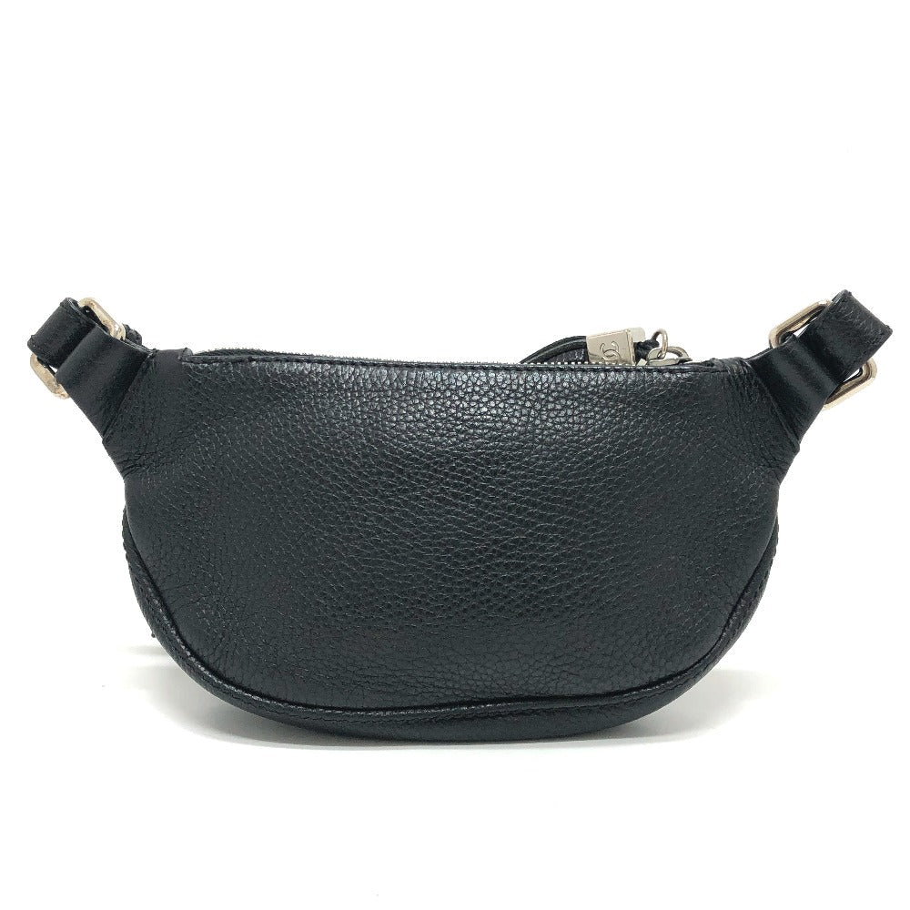 CHANEL Shoulder Bag Calf leather black logo fringe