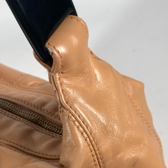 CHANEL Handbag leather beige Plat Stick handle CC COCO Mark