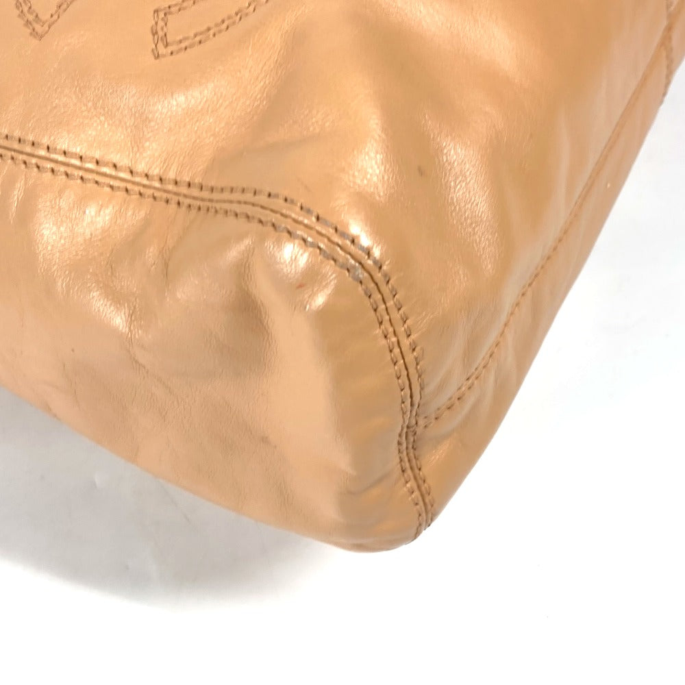 CHANEL Handbag leather beige Plat Stick handle CC COCO Mark