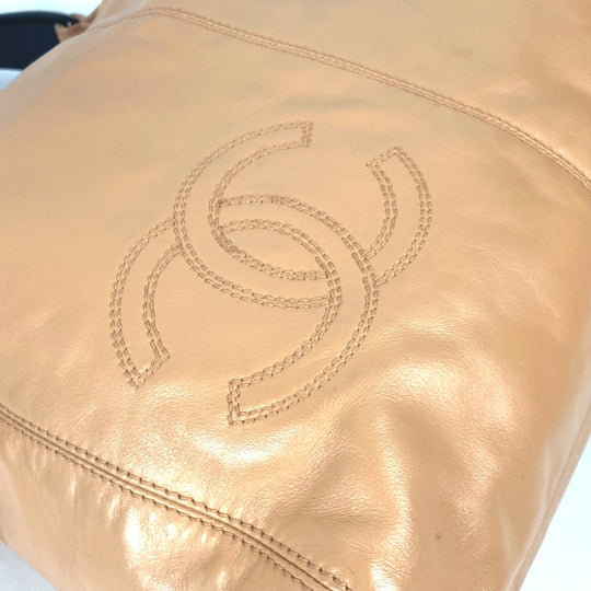 CHANEL Handbag leather beige Plat Stick handle CC COCO Mark