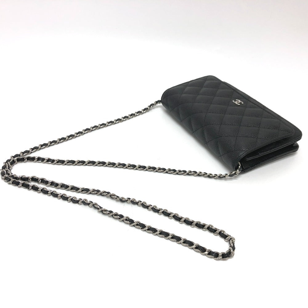 CHANEL Shoulder Bag AP0250 Caviar skin black Matelasse COCO Mark Classic Women Used Authentic