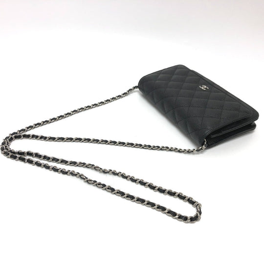 CHANEL Shoulder Bag AP0250 Caviar skin black Matelasse COCO Mark Classic Women Used Authentic