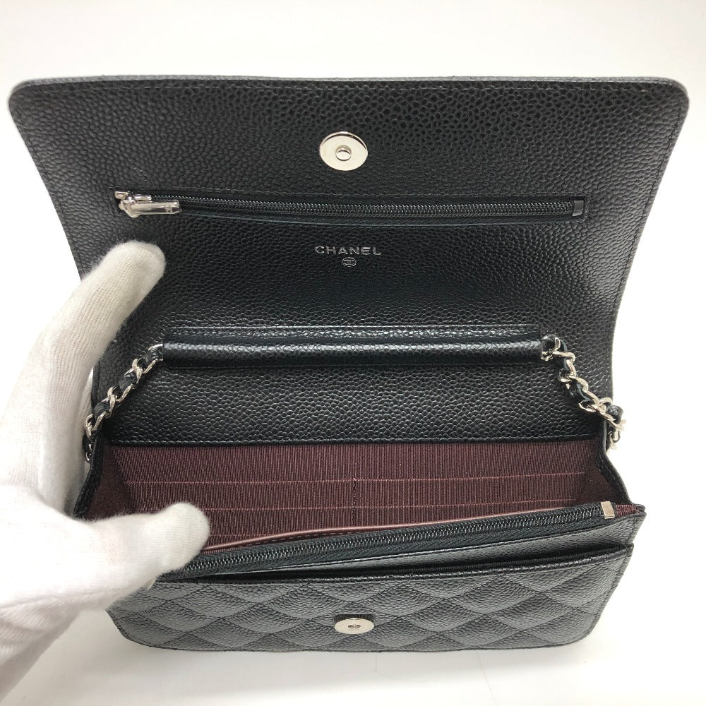 CHANEL Shoulder Bag AP0250 Caviar skin black Matelasse COCO Mark Classic Women Used Authentic