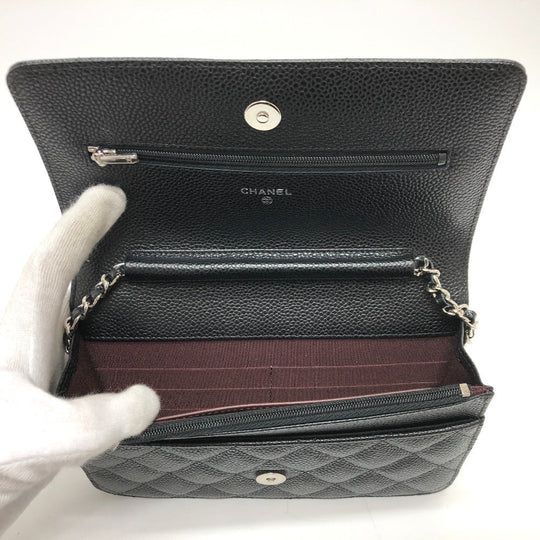 CHANEL Shoulder Bag AP0250 Caviar skin black Matelasse COCO Mark Classic Women Used Authentic