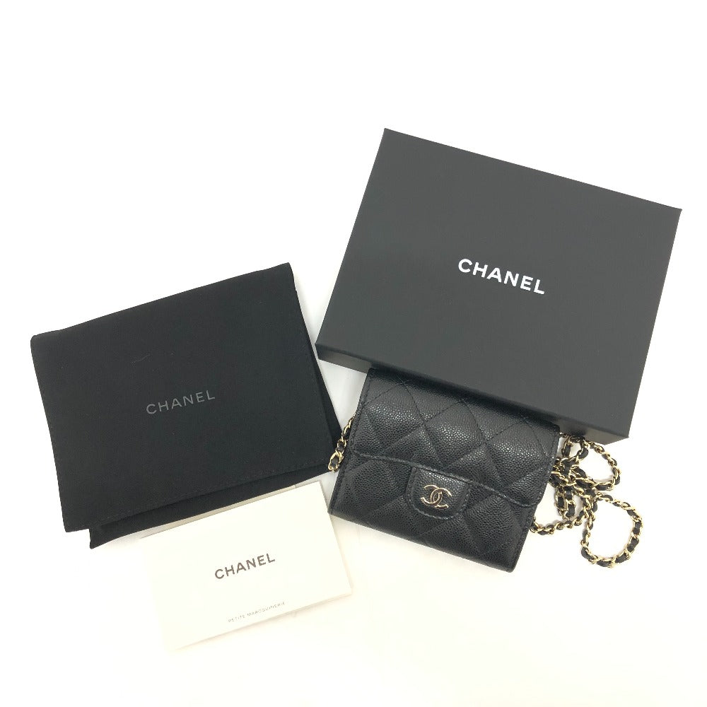 CHANEL Shoulder Bag AP0238 Caviar skin black COCO Mark Matrasse Women Used Authentic