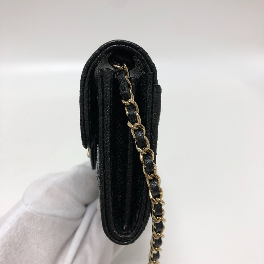 CHANEL Shoulder Bag AP0238 Caviar skin black COCO Mark Matrasse Women Used Authentic