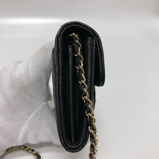 CHANEL Shoulder Bag AP0238 Caviar skin black COCO Mark Matrasse Women Used Authentic
