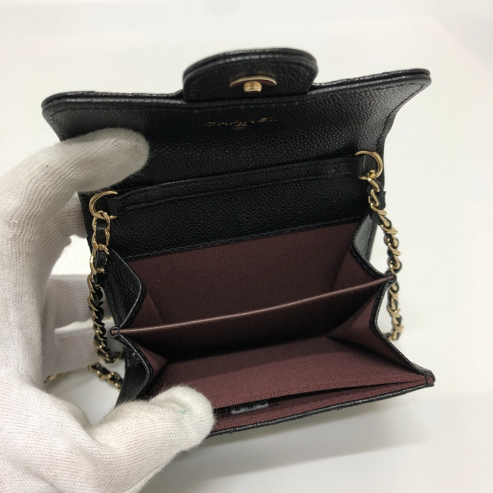 CHANEL Shoulder Bag AP0238 Caviar skin black COCO Mark Matrasse Women Used Authentic
