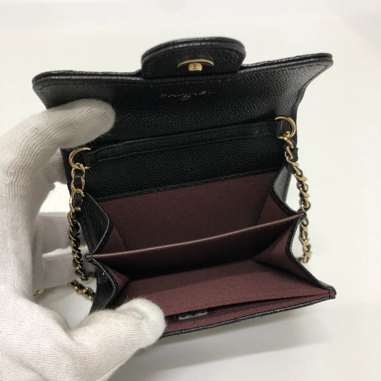 CHANEL Shoulder Bag AP0238 Caviar skin black COCO Mark Matrasse Women Used Authentic