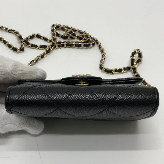 CHANEL Shoulder Bag AP0238 Caviar skin black COCO Mark Matrasse Women Used Authentic