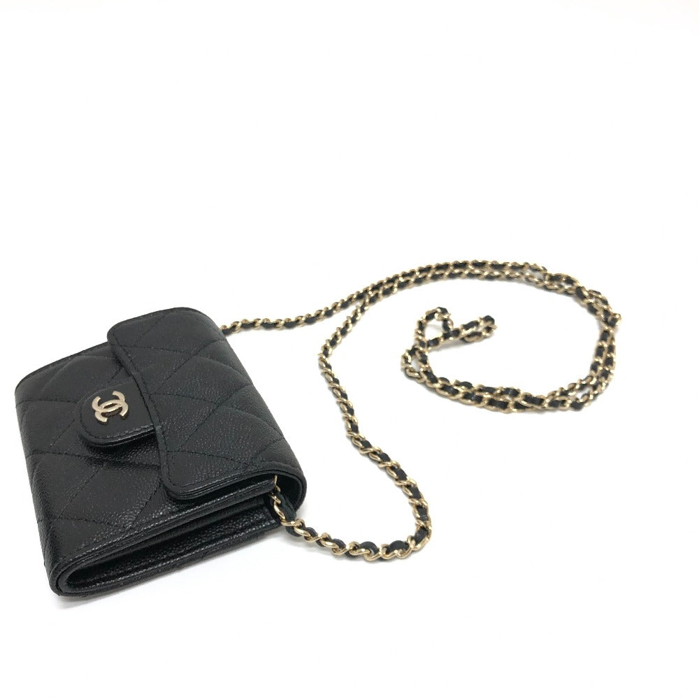 CHANEL Shoulder Bag AP0238 Caviar skin black COCO Mark Matrasse Women Used Authentic