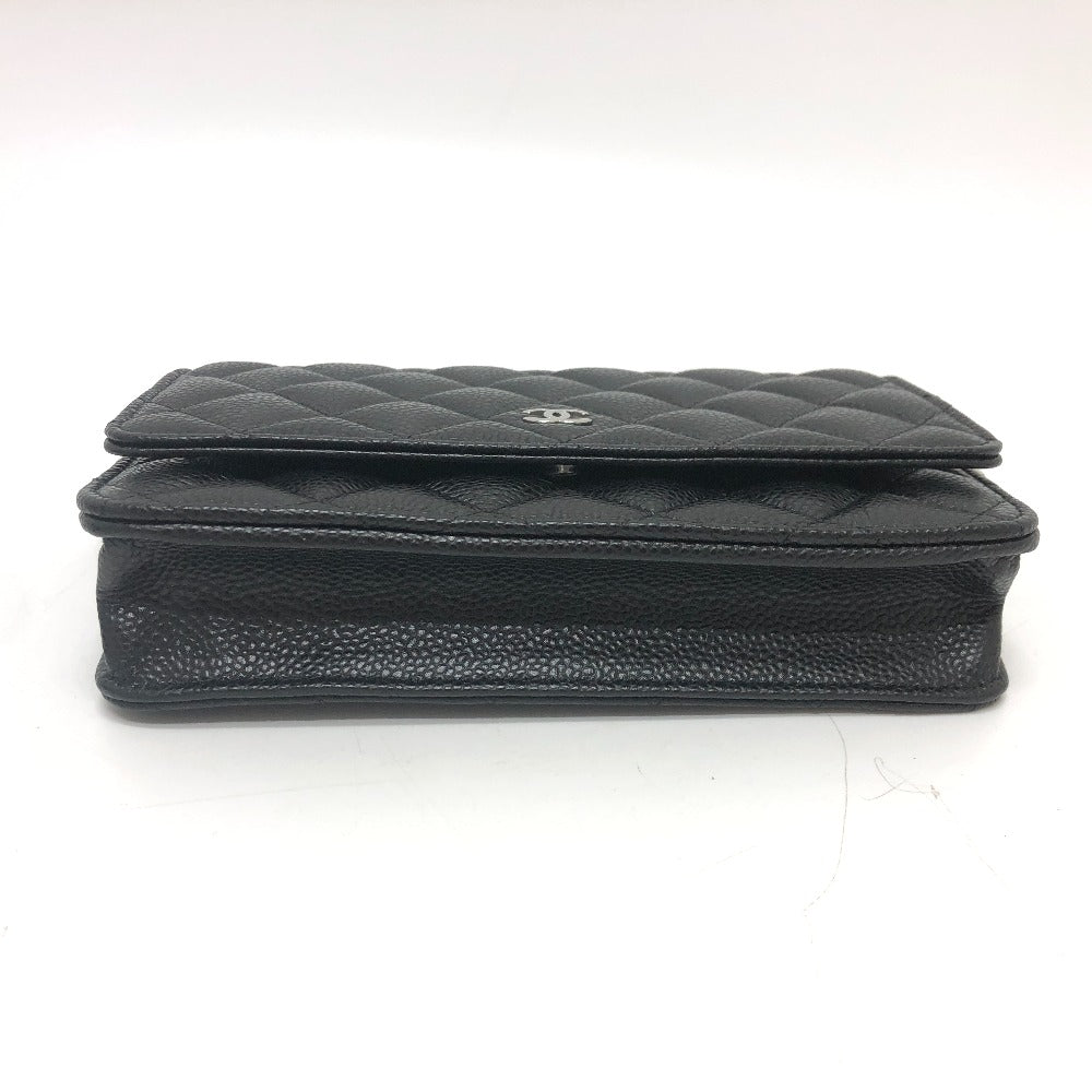 CHANEL Shoulder Bag AP0250 Caviar skin black Long Wallet Purse COCO Mark Women Used Authentic