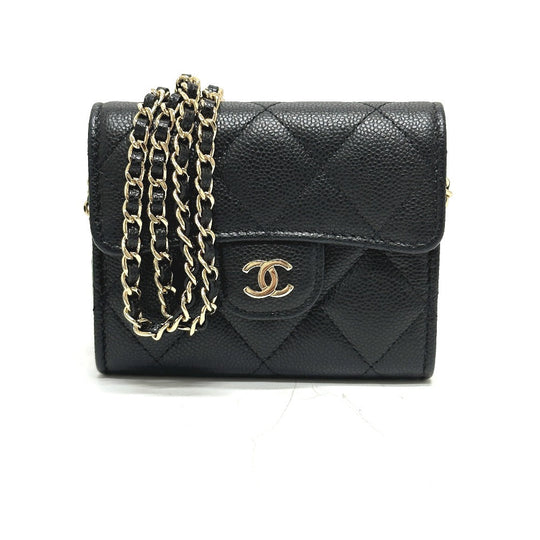 CHANEL Coin case AP0238 Caviar skin black COCO Mark Matelasse CC Women Used Authentic
