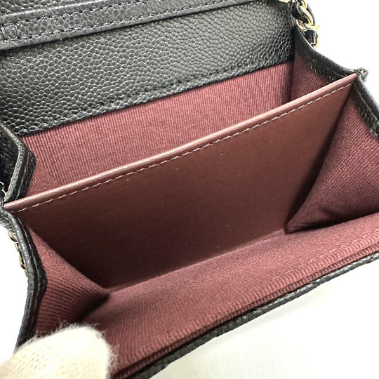 CHANEL Coin case AP0238 Caviar skin black COCO Mark Matelasse CC Women Used Authentic