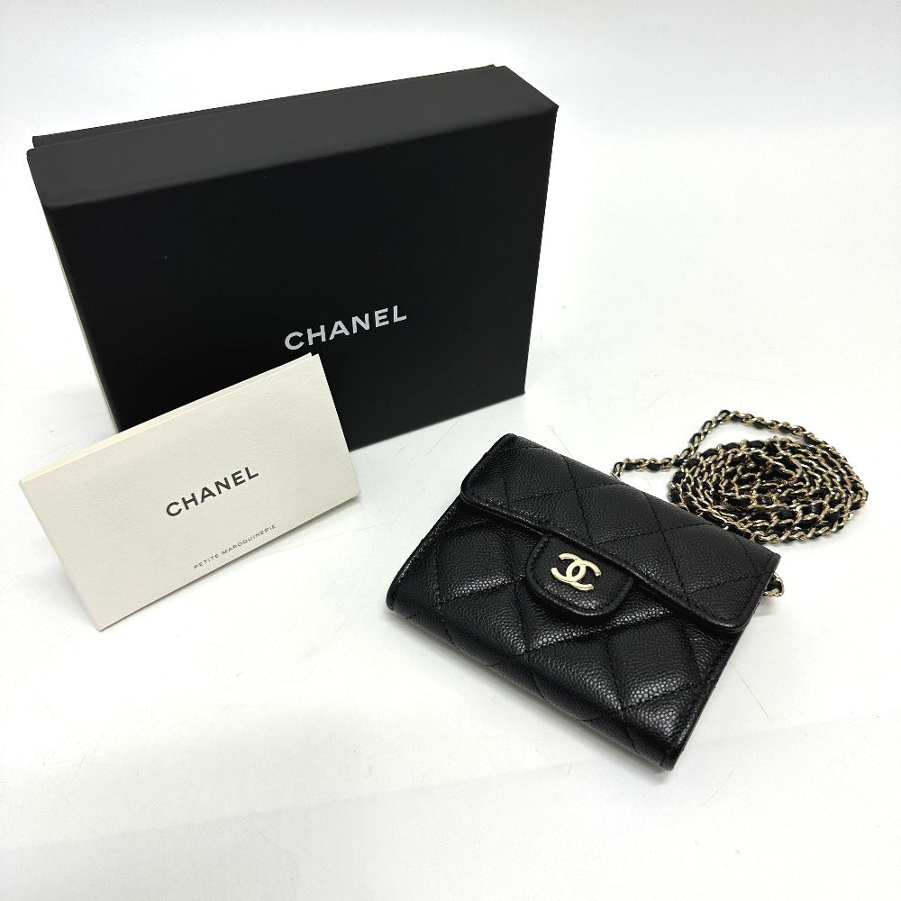 CHANEL Coin case AP0238 Caviar skin black COCO Mark Matelasse CC Women Used Authentic