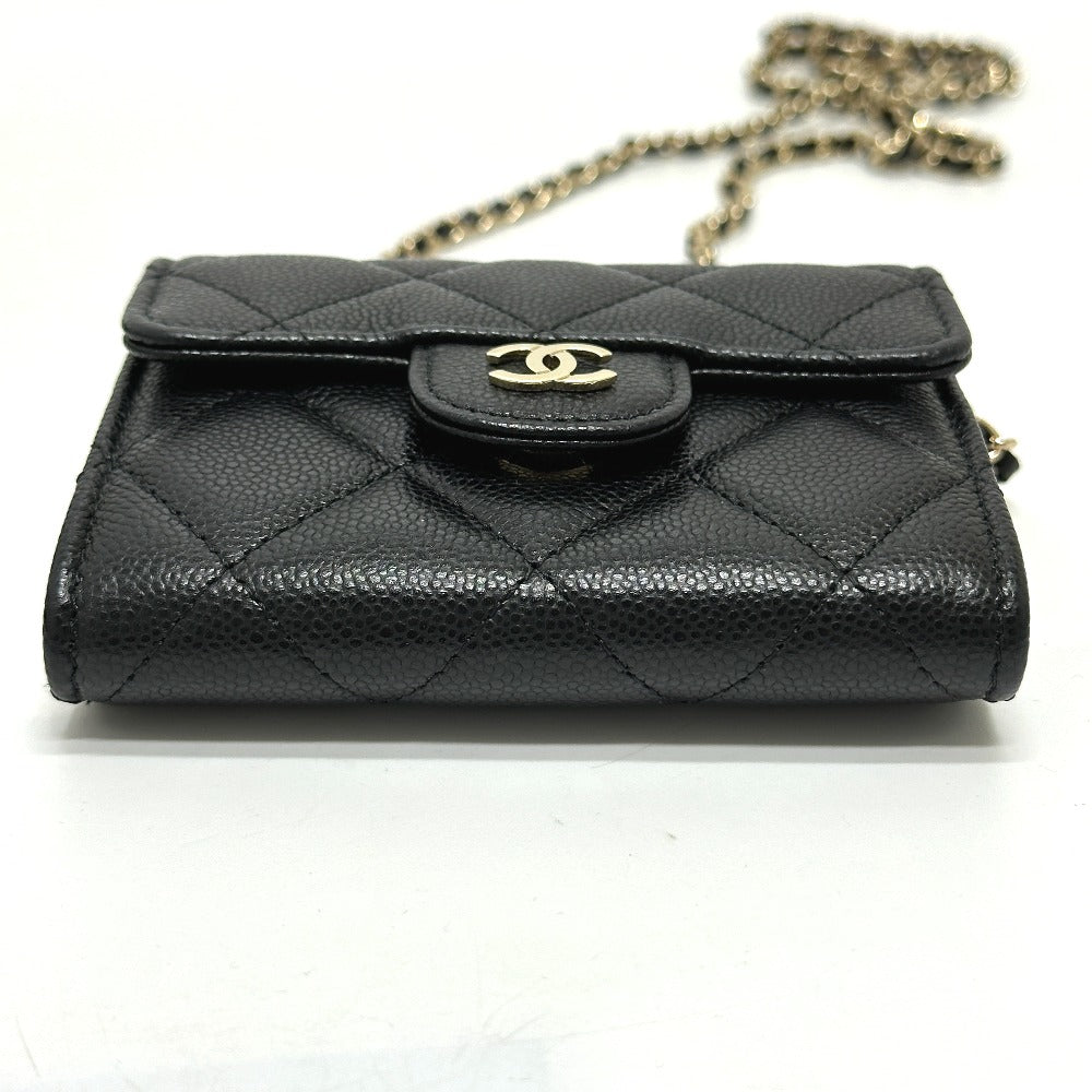 CHANEL Coin case AP0238 Caviar skin black COCO Mark Matelasse CC Women Used Authentic