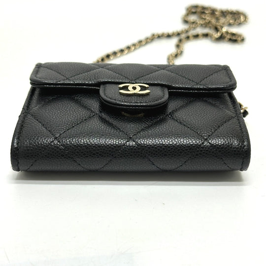 CHANEL Coin case AP0238 Caviar skin black COCO Mark Matelasse CC Women Used Authentic