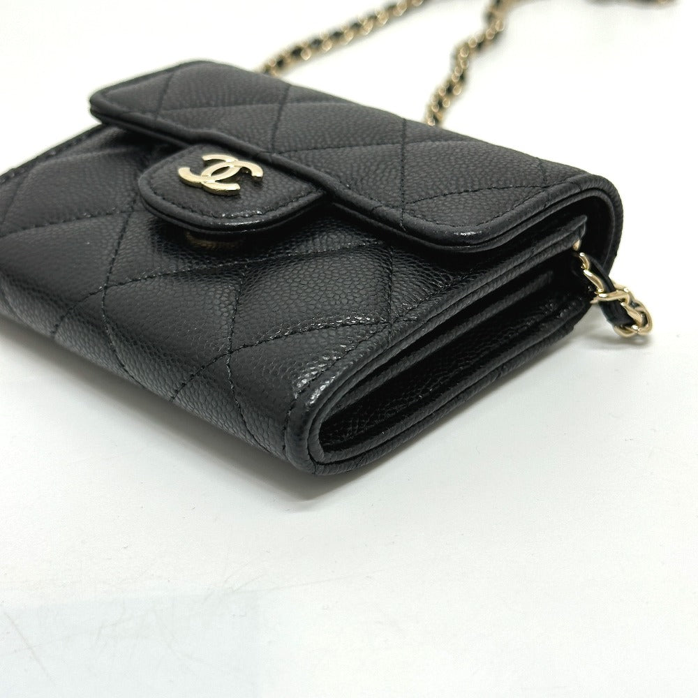CHANEL Coin case AP0238 Caviar skin black COCO Mark Matelasse CC Women Used Authentic