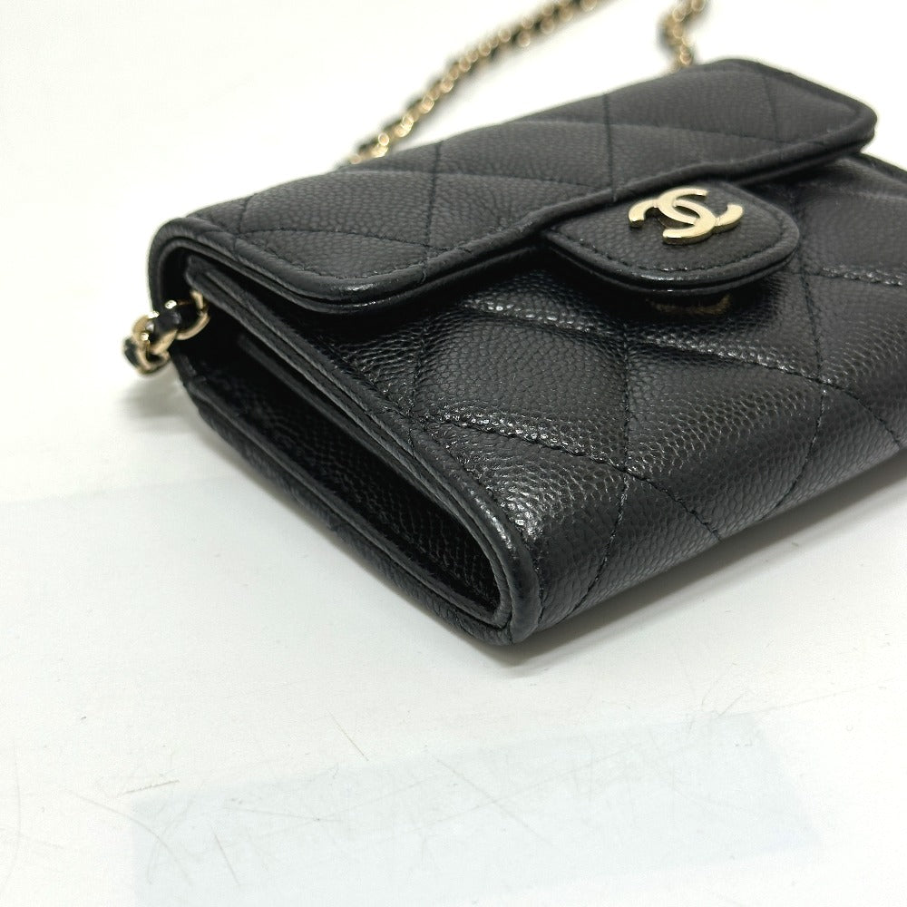 CHANEL Coin case AP0238 Caviar skin black COCO Mark Matelasse CC Women Used Authentic