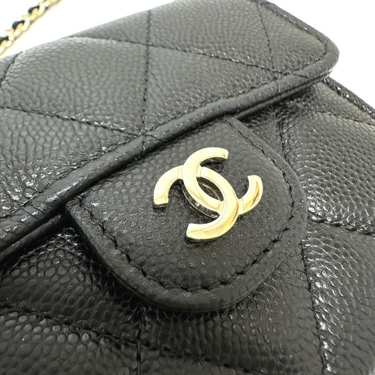 CHANEL Coin case AP0238 Caviar skin black COCO Mark Matelasse CC Women Used Authentic