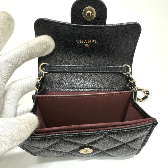 CHANEL Coin case AP0238 Caviar skin black COCO Mark Matelasse CC Women Used Authentic