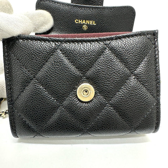 CHANEL Coin case AP0238 Caviar skin black COCO Mark Matelasse CC Women Used Authentic
