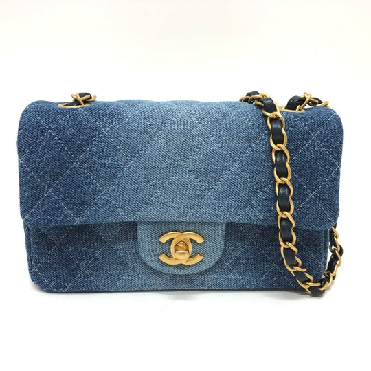 CHANEL Shoulder Bag denim blue Mini matrasse