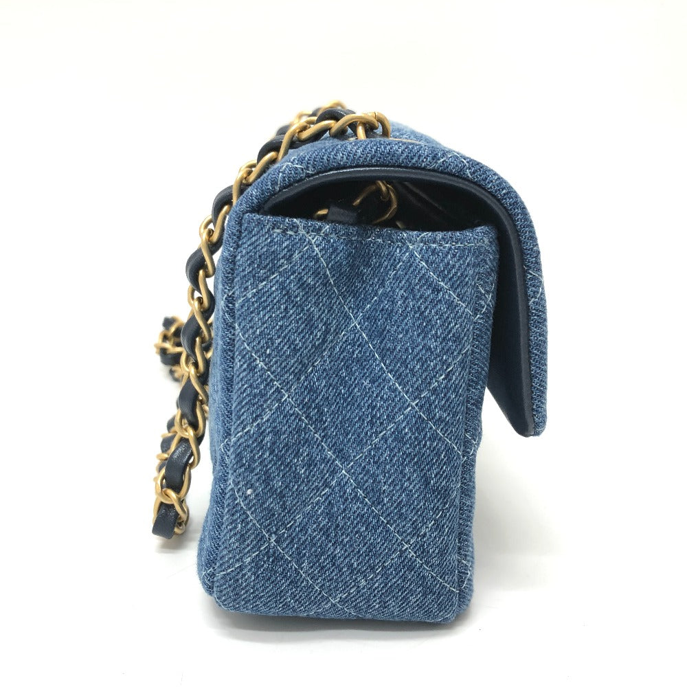 CHANEL Shoulder Bag denim blue Mini matrasse