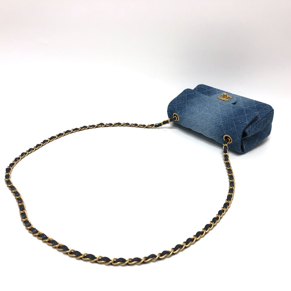 CHANEL Shoulder Bag denim blue Mini matrasse