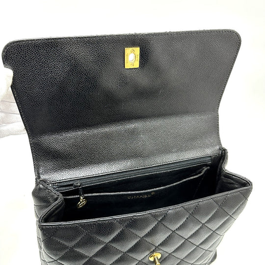 CHANEL Handbag A12397 Caviar skin black COCO Mark Matrasse