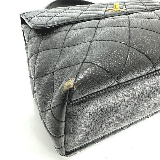 CHANEL Handbag A12397 Caviar skin black COCO Mark Matrasse