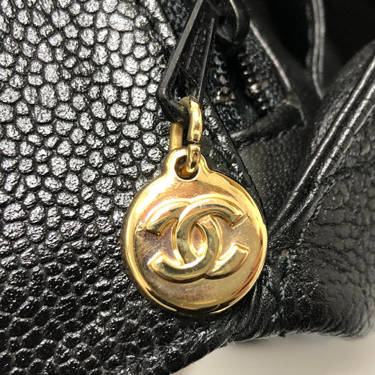 CHANEL Handbag A12397 Caviar skin black COCO Mark Matrasse Women Used Authentic
