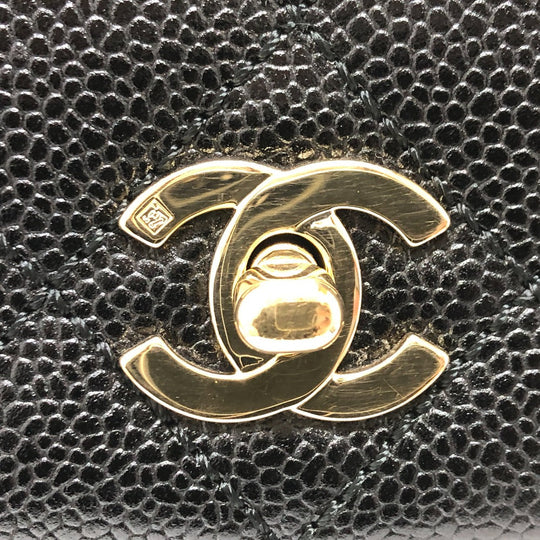 CHANEL Handbag A12397 Caviar skin black COCO Mark Matrasse Women Used Authentic