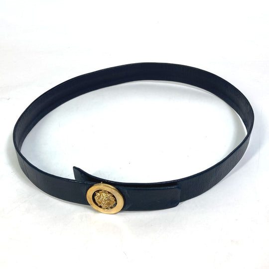 CHANEL belt leather Navy vintage lion buckle Women 70 Used Authentic