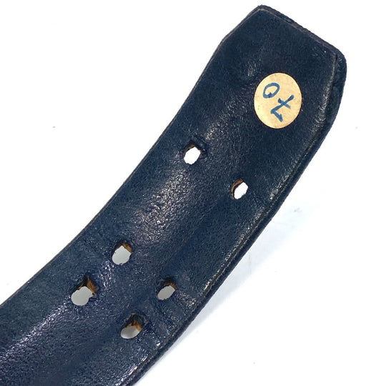 CHANEL belt leather Navy vintage lion buckle Women 70 Used Authentic