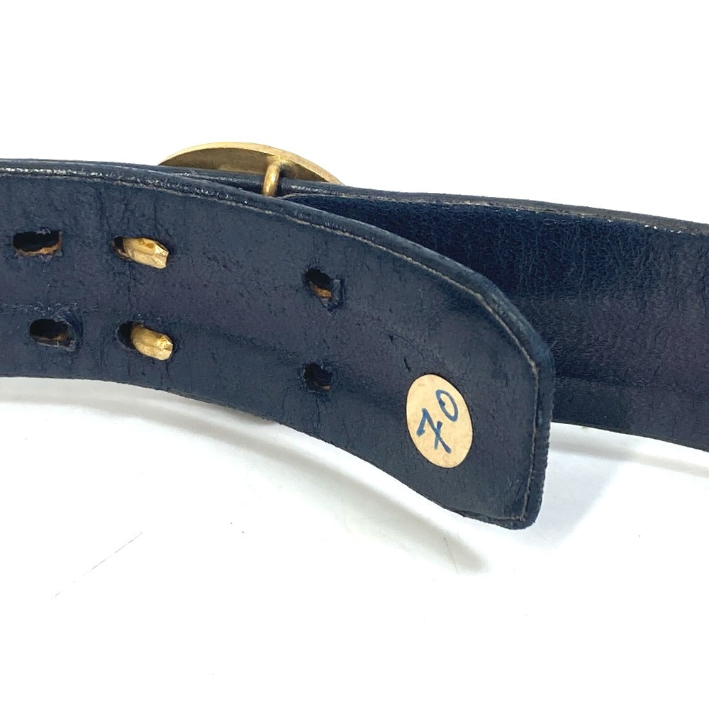 CHANEL belt leather Navy vintage lion buckle Women 70 Used Authentic