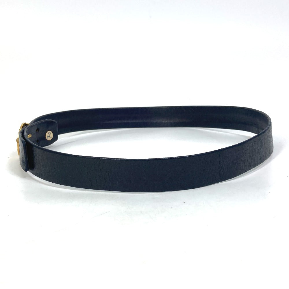 CHANEL belt leather Navy vintage lion buckle Women 70 Used Authentic