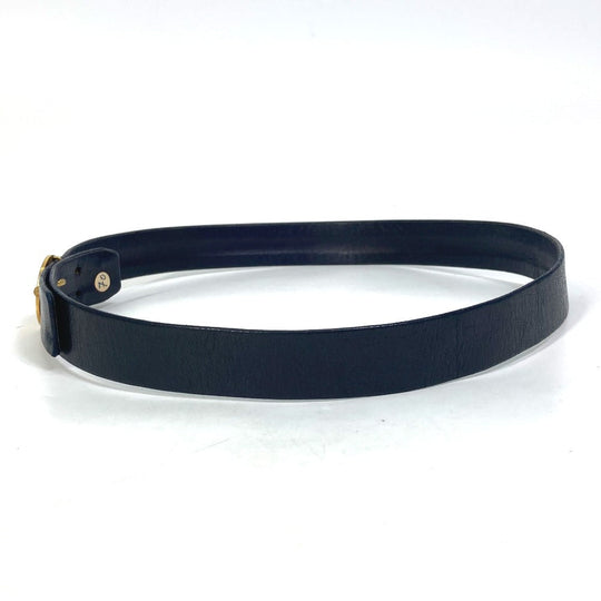 CHANEL belt leather Navy vintage lion buckle Women 70 Used Authentic
