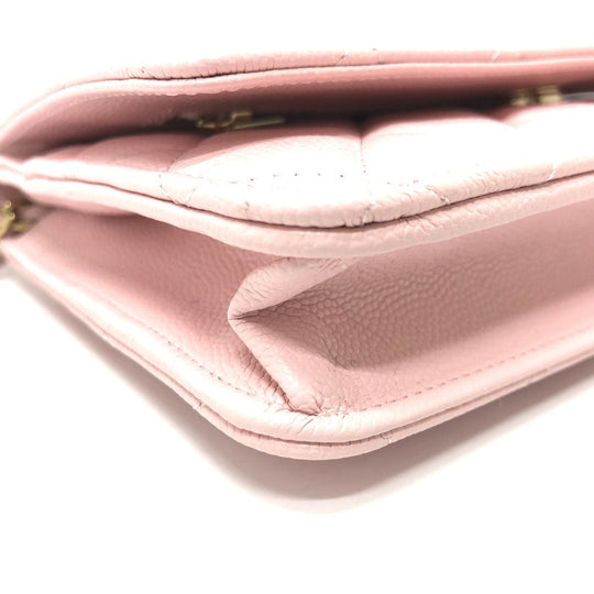 CHANEL Shoulder Bag AP0250 Caviar skin pink COCO Mark CC Chain wallet Women Used Authentic