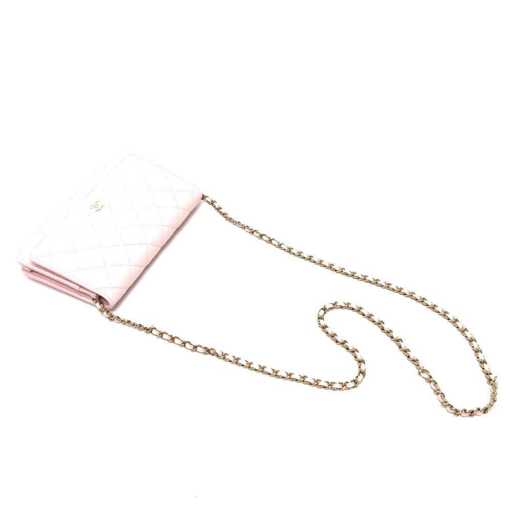 CHANEL Shoulder Bag AP0250 Caviar skin pink COCO Mark CC Chain wallet Women Used Authentic