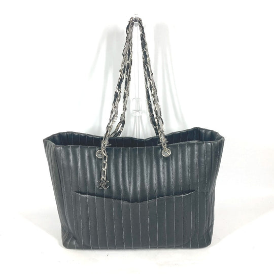 CHANEL Tote Bag leather black Mademoiselle Women Used Authentic